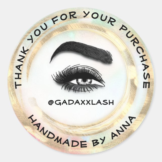Sticker Rond Merci Maquillage Artiste Lash Studio RoseWhite (Devant)