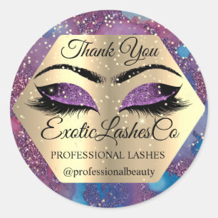 Sticker Rond Merci maquillage Artiste Yeux Bleu pourpre