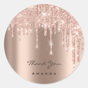 Sticker Rond Merci Mariage 16ème Rose Bridal Paillettes