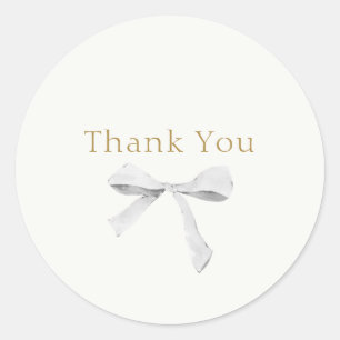 Sticker Rond Merci Mariage à ruban blanc tendance