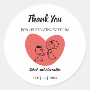 Sticker Rond Merci mariage Couple pour le Mariage à venir