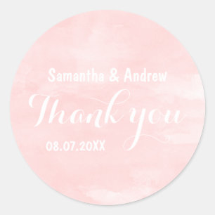 Sticker Rond Merci mariage d'aquarelle rose vif