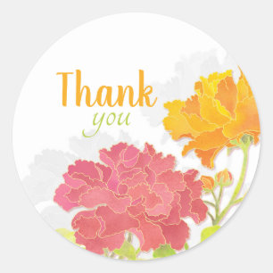 Sticker Rond Merci Mariage de pivoine florissante
