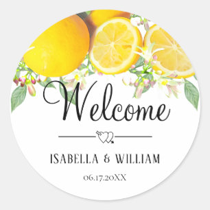 Sticker Rond Merci Mariage d'été moderne Lemon Boho