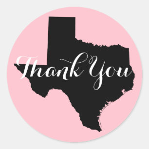 Sticker Rond Merci Mariage du Texas rose noir et blanc