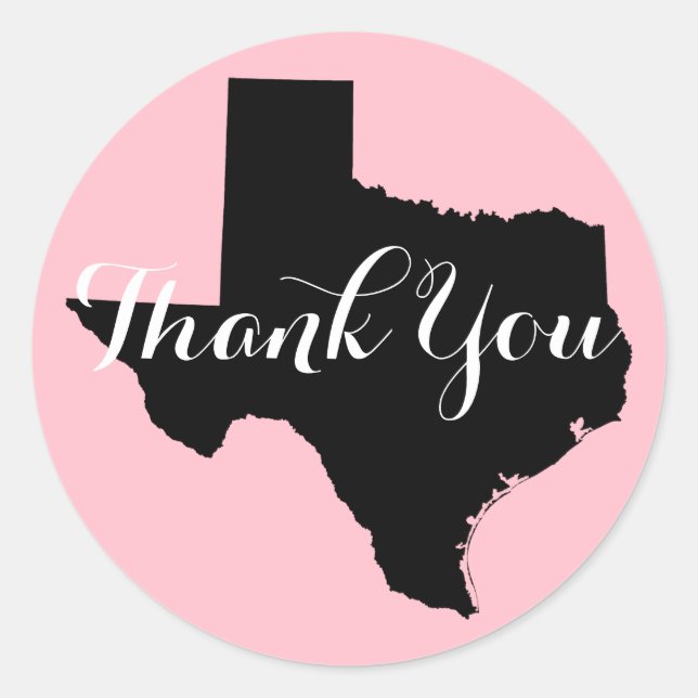 Sticker Rond Merci Mariage du Texas rose noir et blanc (Devant)