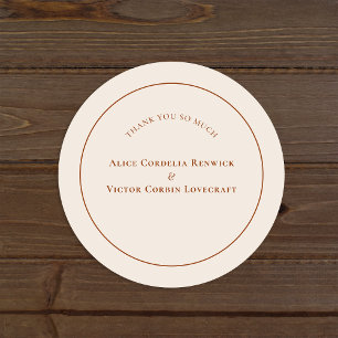 Sticker Rond Merci Mariage en ivoire Boho Arch simple