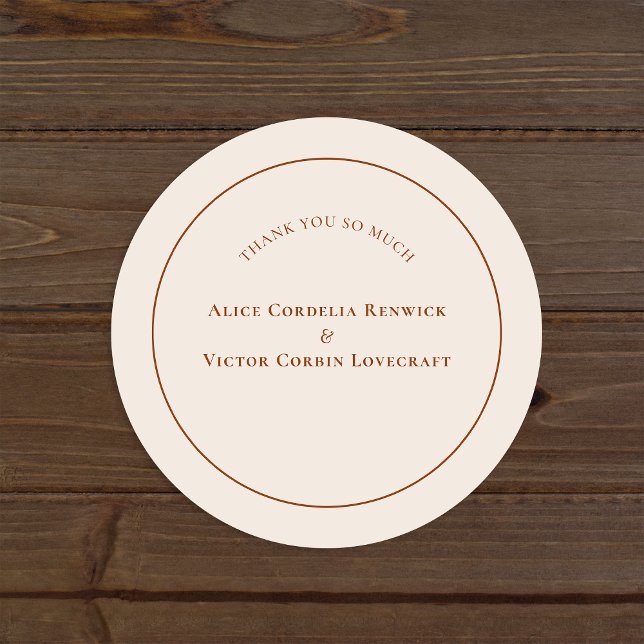 Sticker Rond Merci Mariage en ivoire Boho Arch simple (Créateur téléchargé)