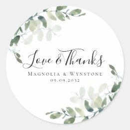 Sticker Rond Merci Mariage Eucalyptus