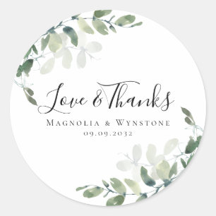 Sticker Rond Merci Mariage Eucalyptus
