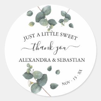 Sticker Rond Merci Mariage Eucalyptus vert