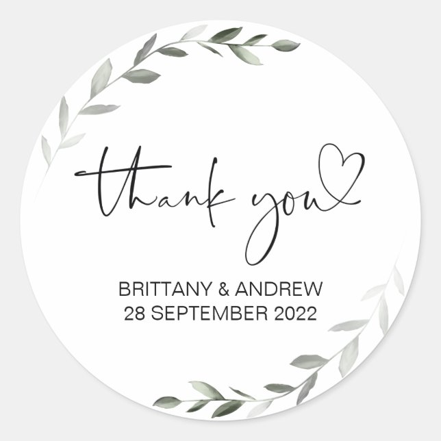 Sticker Rond Merci Mariage Favor traitement sac Jar Eucalyptus (Devant)