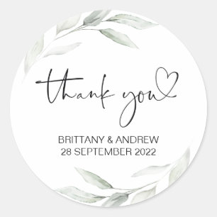 Sticker Rond Merci Mariage Favor traitement sac Jar Eucalyptus