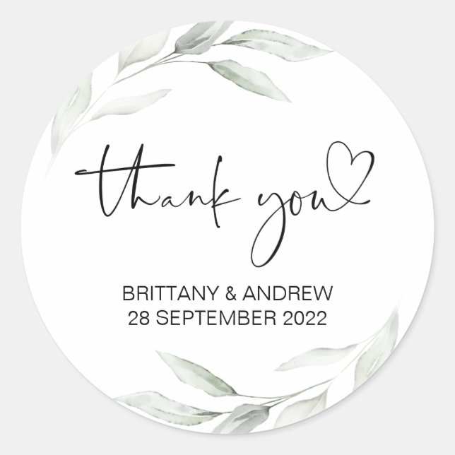 Sticker Rond Merci Mariage Favor traitement sac Jar Eucalyptus (Devant)