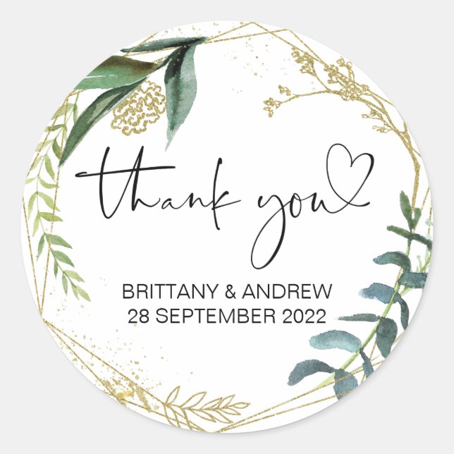 Sticker Rond Merci Mariage Favor traitement sac Jar Eucalyptus (Devant)