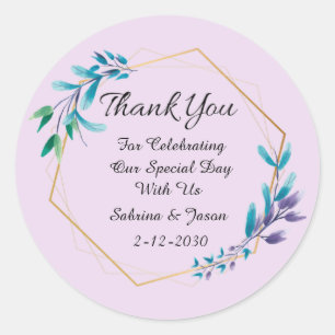 Sticker Rond Merci Mariage Fleur Wreath Classic Stic Rond