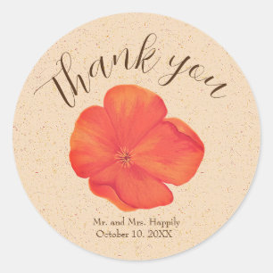 Sticker Rond Merci Mariage floral Boho