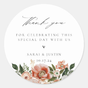 Sticker Rond Merci Mariage floral d'automne