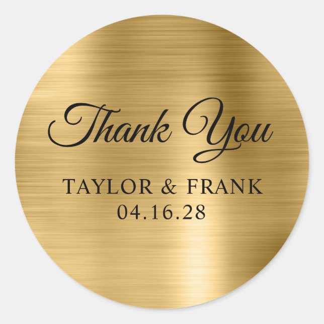 Sticker Rond Merci Mariage Gold Foil (Devant)