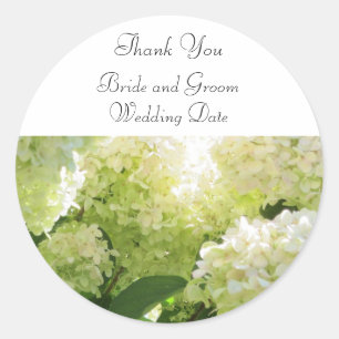 Sticker Rond Merci Mariage Hydrangea blanc