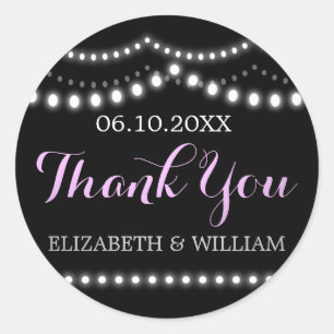 Sticker Rond Merci mariage   Lavande, violet, noir