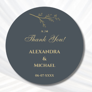 Sticker Rond Merci Mariage minimaliste à charbon de bois