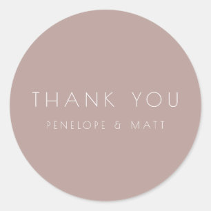 Sticker Rond Merci Mariage moderne minimaliste Dusty Mauve