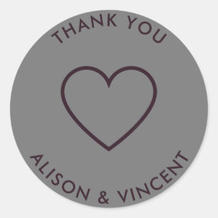 Sticker Rond Merci Mariage monochrome minimaliste