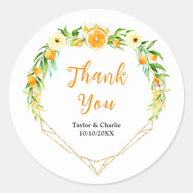 Sticker Rond Merci Mariage Oranges Citrus (Devant)