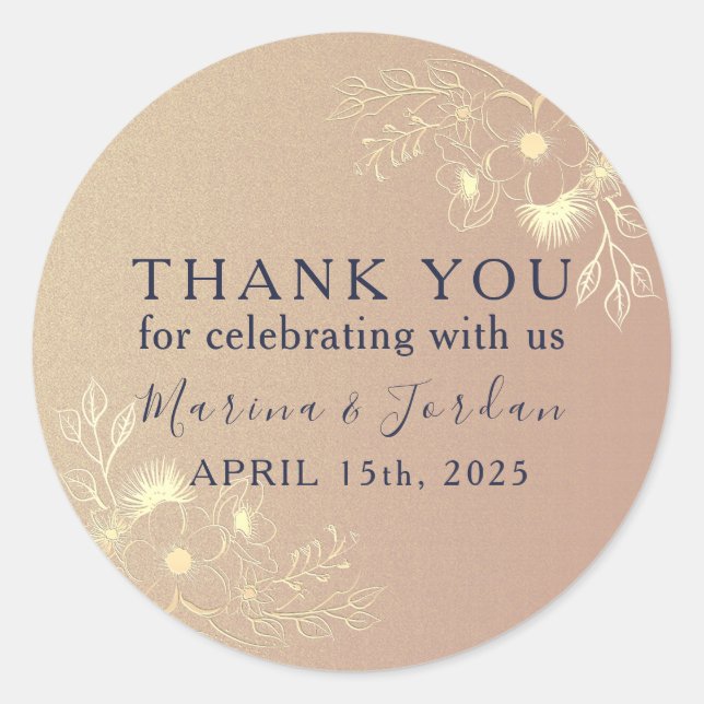 Sticker Rond Merci Mariage rose (Devant)