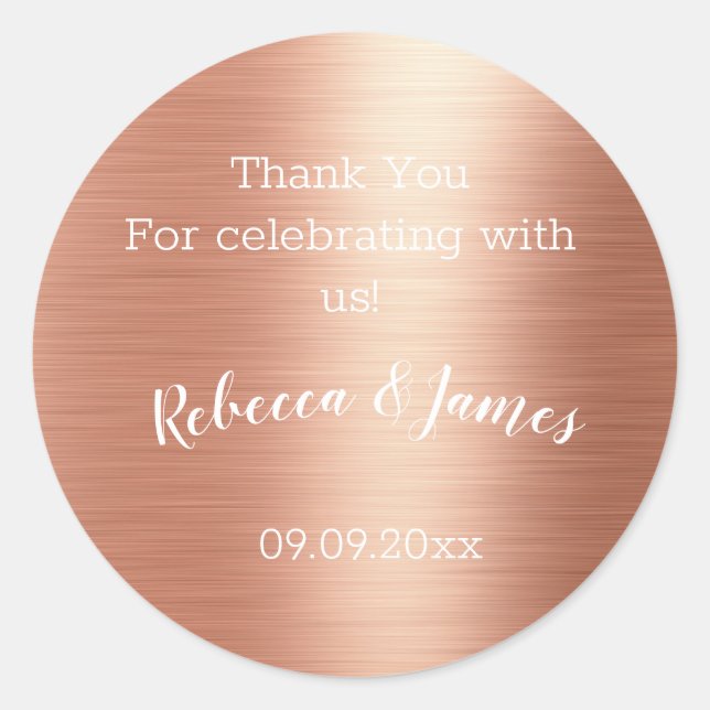 Sticker Rond Merci Mariage rose de Merci de l'or (Devant)