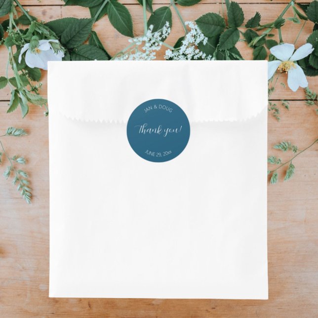 Sticker Rond Merci Mariage turquoise bleu stylisé (In Situ Wedding)