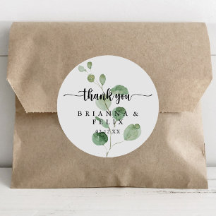 Sticker Rond Merci Mariage Vert Delight Eucalyptus Favoriser