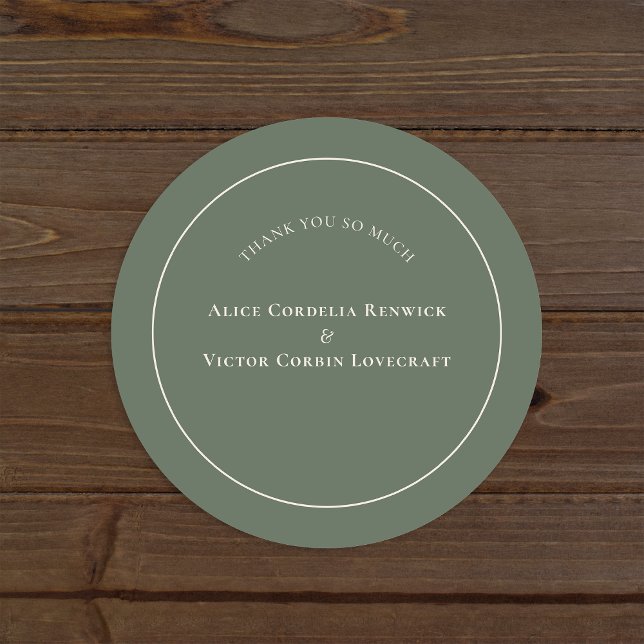 Sticker Rond Merci Mariage vert simple Boho Arch Sage (Créateur téléchargé)