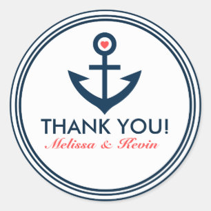 Sticker Rond Merci Marine BlueAncre nautique