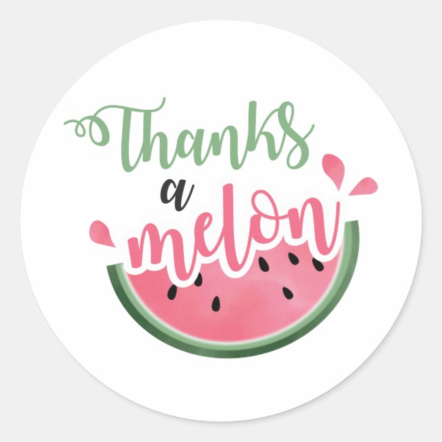 Sticker Rond Merci Melon Watermelon premier anniversaire Merci (Devant)