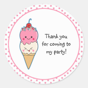 Sticker Rond Merci mignon de crème glacée