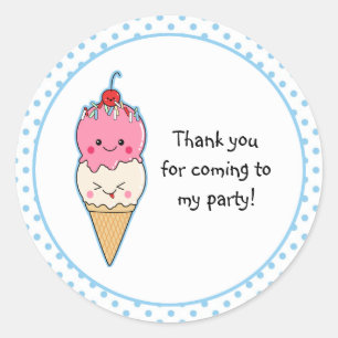 Sticker Rond Merci mignon de crème glacée