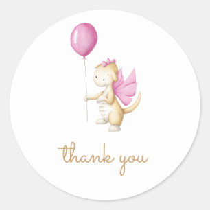 Sticker Rond Merci minimaliste d'anniversaire de dragon