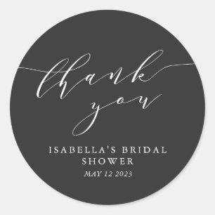 Sticker Rond Merci minimaliste en Fête des mariées noire et bla