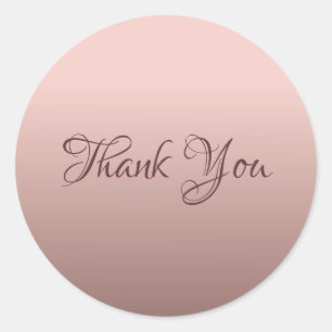 Sticker Rond Merci modèle élégant couleur or rose