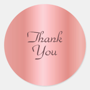 Sticker Rond Merci Modèle texte Elégant Rose couleur or