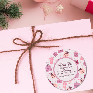 Sticker Rond Merci moderne rose d'affaires festif
