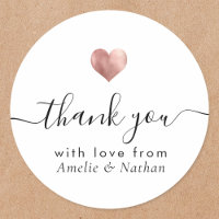 Merci moderne Script Rose Gold Heart Mariage