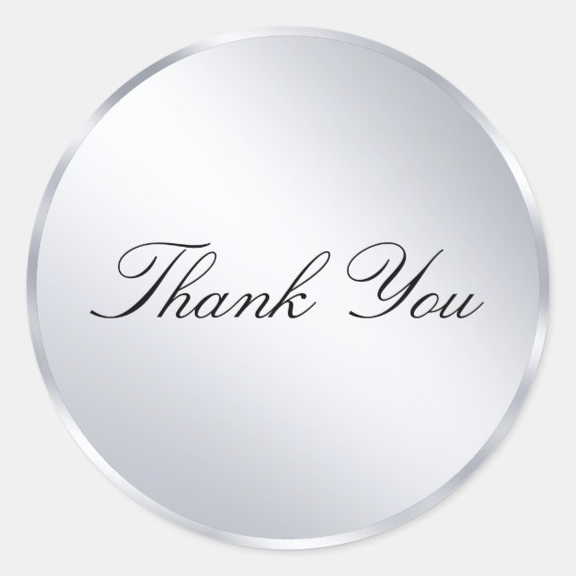 Sticker Rond Merci moderne Texte Metallic Modèle argent (Devant)