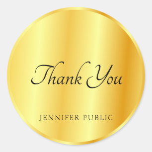 Sticker Rond Merci Monogramme Modèle Gold Revêtement métallique