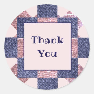 Sticker Rond Merci Mosaic bleu rose Motif Appréciation