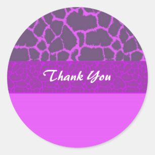 Sticker Rond Merci Motif de fourrure de Giraffe violette