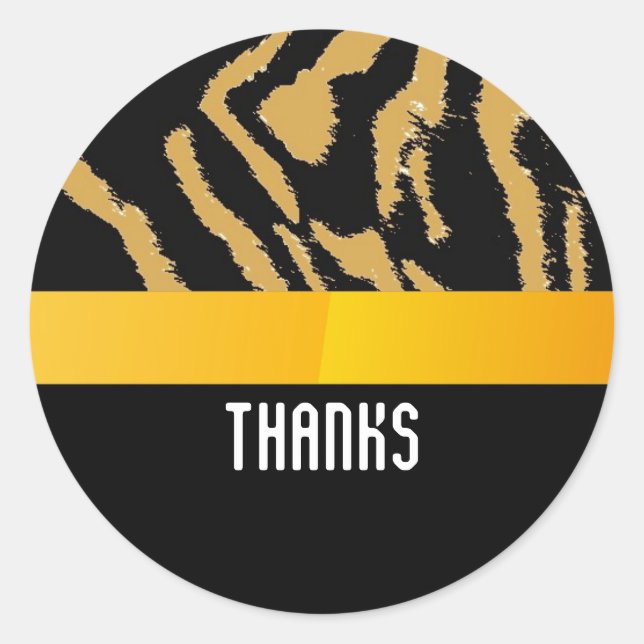 Sticker Rond Merci Motif de fourrure de tigre sauvage (Devant)