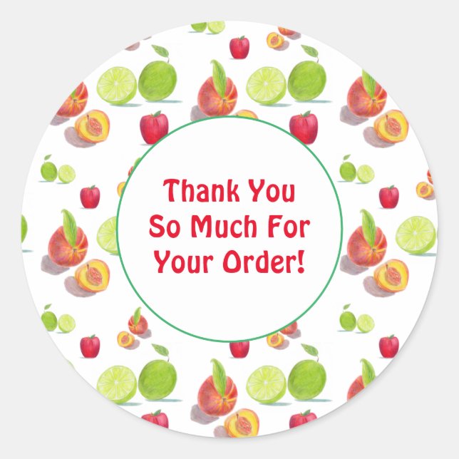 Sticker Rond Merci Motif Fruit Pour Votre Commande (Devant)